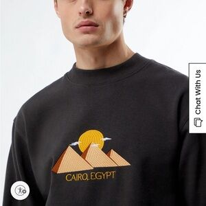 NWT Pacsun Cairo Egypt Embroidered Crew Neck Sweatshirt men’s L